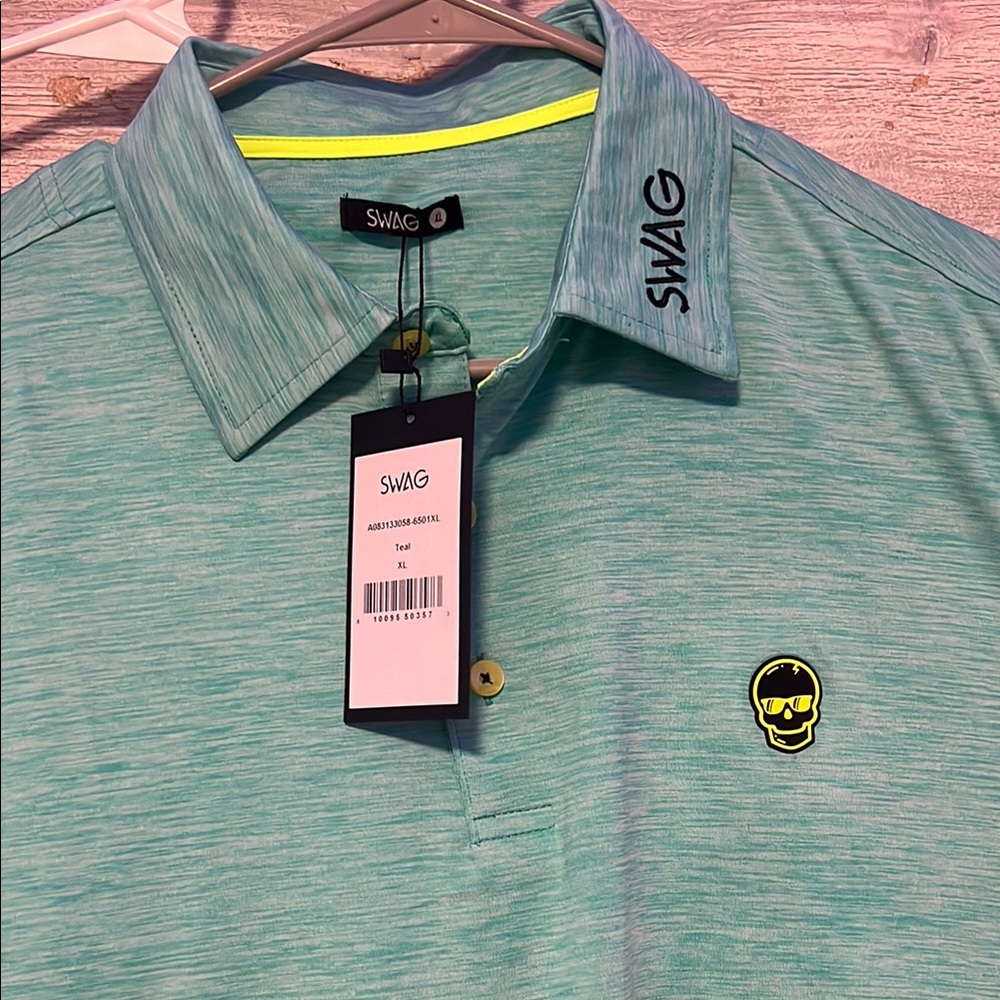 Green Performance Polo Shirt with Textured Fabric